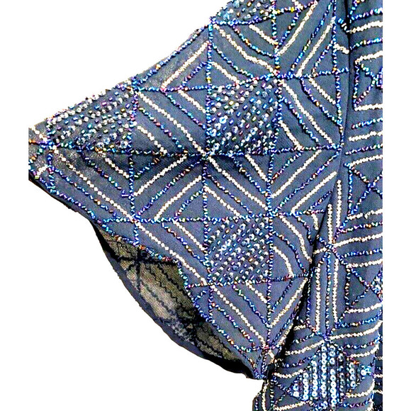 Night Scene - Sequin mother of bride formal Special occasion Navy dress size 6X - Picture 3 of 6